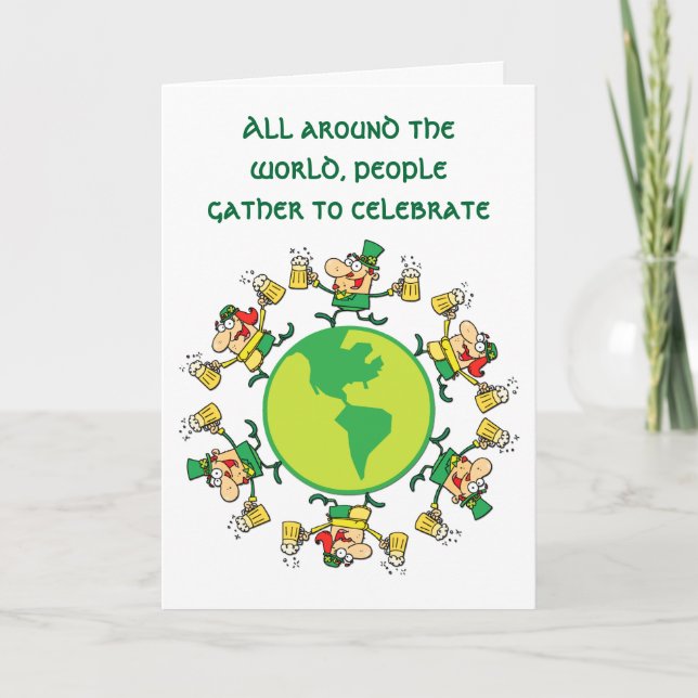 Tarjeta Happy St Patrick's Day Card: Leprechauns with Beer (Anverso)