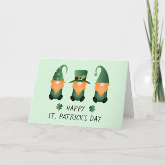 Tarjeta Happy St Patricks Day Gnomes Green Orange