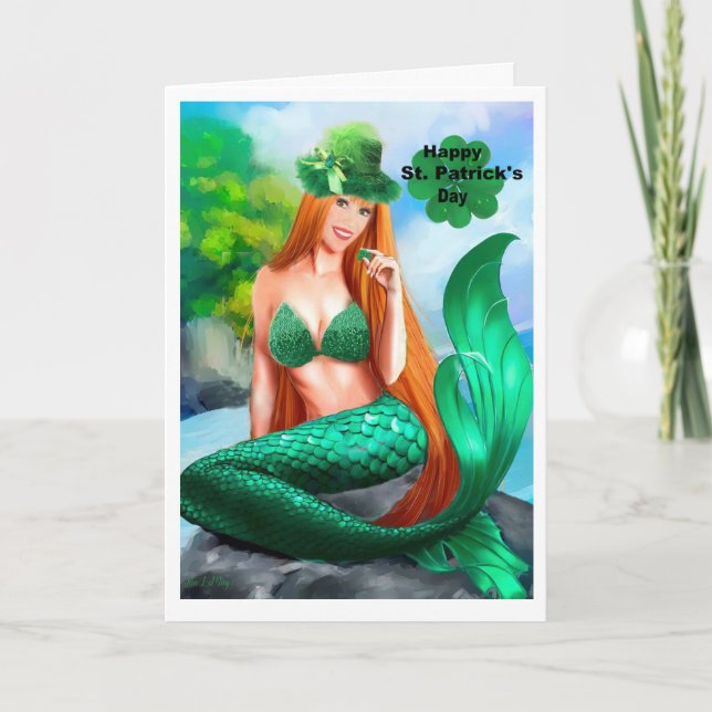 Tarjeta Happy St. Patrick's Day Mermaid card (Anverso)