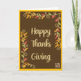 Tarjeta Happy Thanksgiving Brown Theme