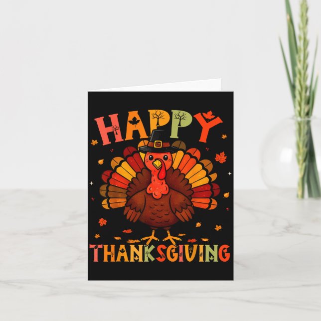 Tarjeta Happy Thanksgiving Funny Turkey Day Family Dinner  (Anverso)