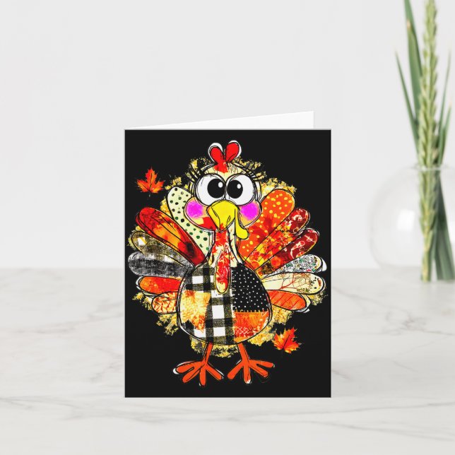 Tarjeta Happy Thanksgiving Funny Turkey Family Dinner Than (Anverso)