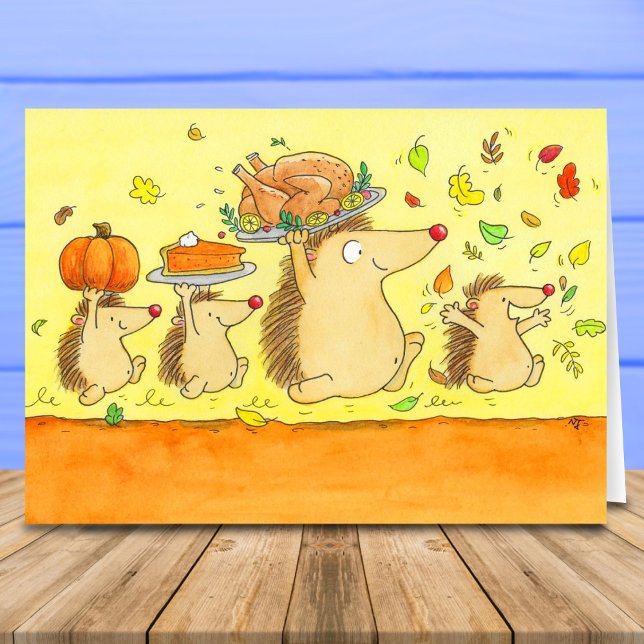 Tarjeta Happy Thanksgiving Hedgehogs Greeting  (Subido por el creador)