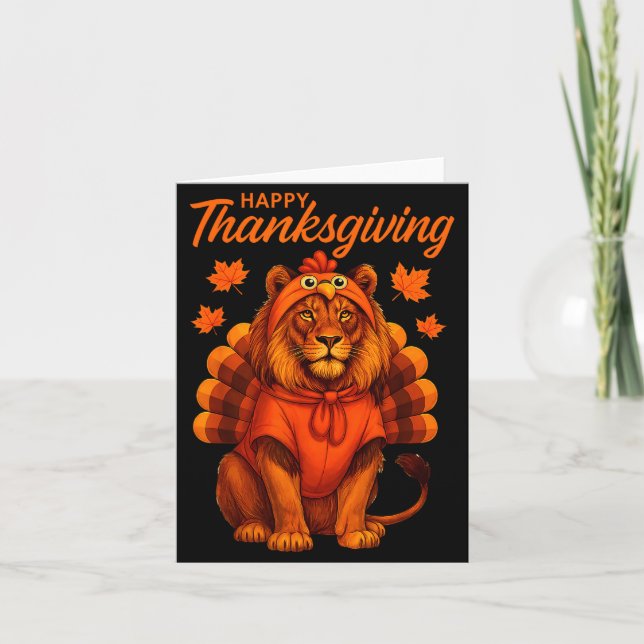 Tarjeta Happy Thanksgiving Lion Women Boys Girls Kids Outf (Anverso)