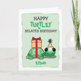 Tarjeta Happy Turtley Belly Birday Card con tortuga