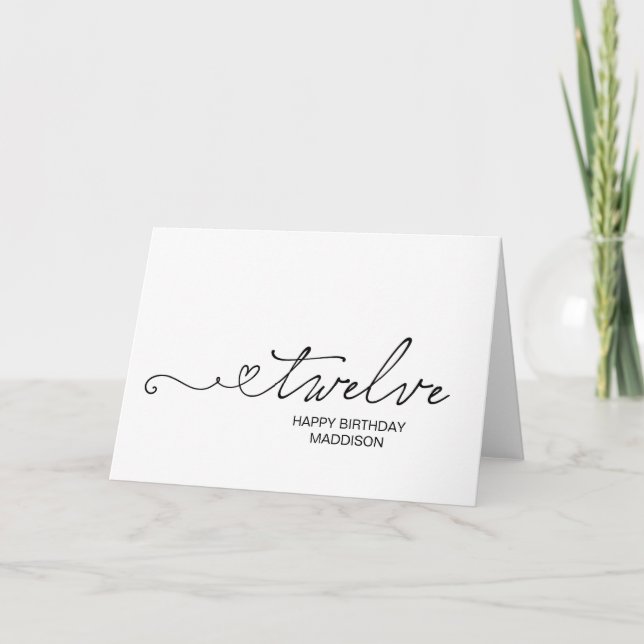 Tarjeta Happy Twelfth Birthday Turning Twelve Personalised (Anverso)