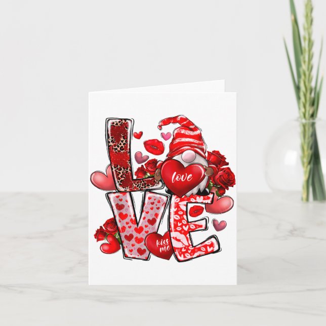 Tarjeta Happy Valentine Gnome Heart Valentine's Day Couple (Anverso)