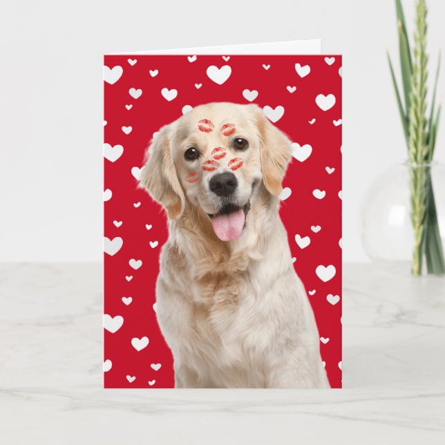 Tarjeta Happy Valentine Golden Retriever (Anverso)