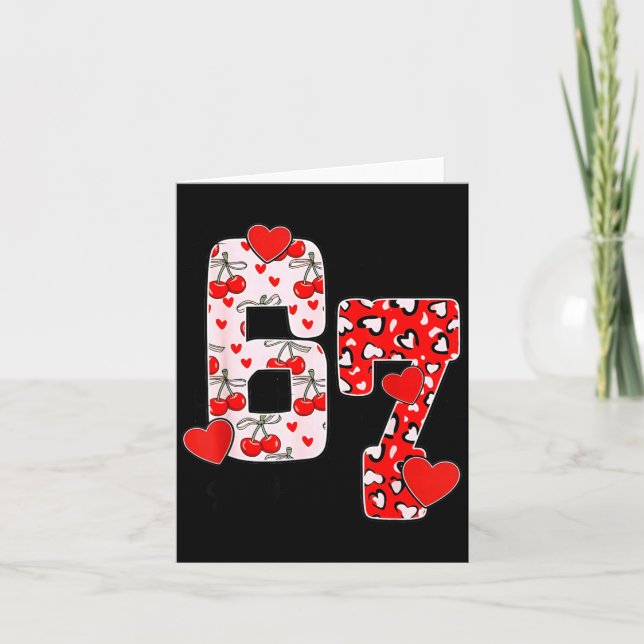 Tarjeta Happy Valentine’s Day 67 Meme Hearts Coquette Bow  (Anverso)