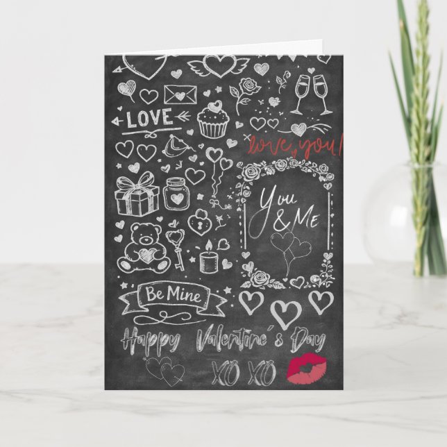 Tarjeta Happy Valentine´s Day - Love chalkboard (Anverso)