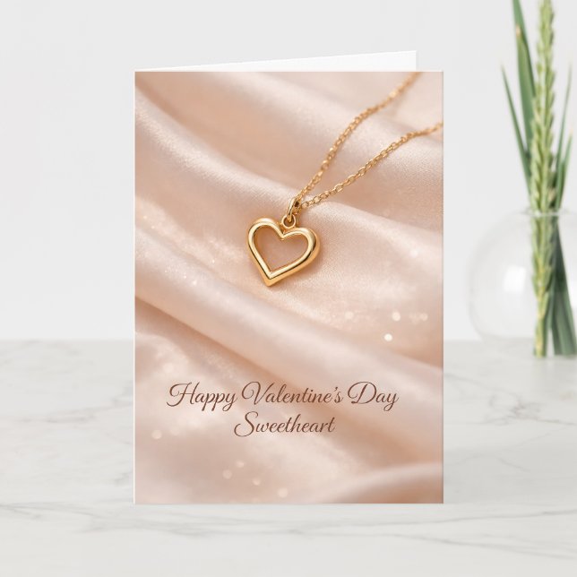 Tarjeta Happy Valentine’s Day Sweetheart Gold Heart (Anverso)