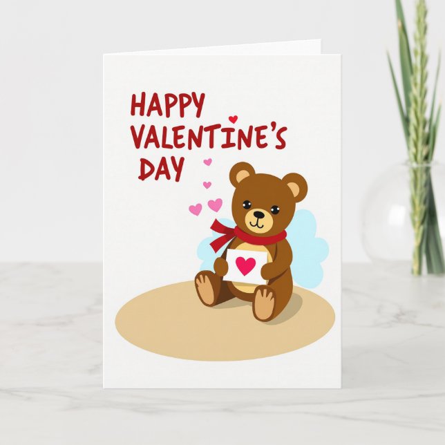 Tarjeta Happy Valentines Bear Heart Card (Anverso)