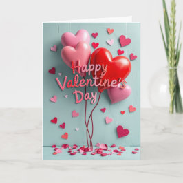 Tarjeta Happy Valentine's Day 3D Heart Balloons