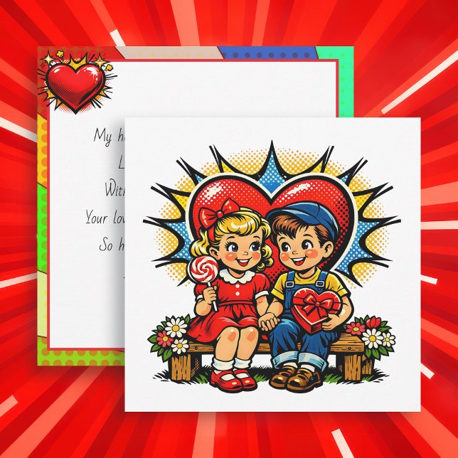 Tarjeta Happy Valentine's Day | Retro Pop Art Vintage (Subido por el creador)