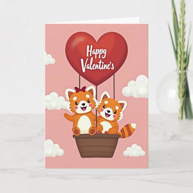 Tarjeta Happy Valentines Red Panda Card (Anverso)