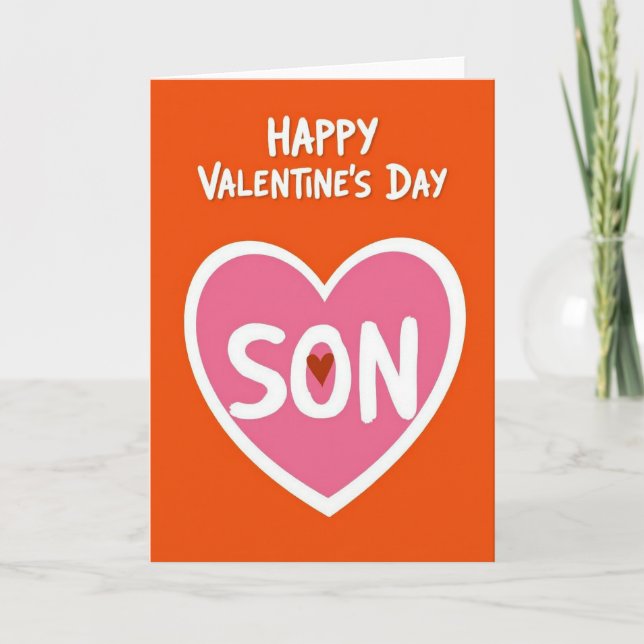 Tarjeta Happy Valentines Son Brush Heart Card (Anverso)