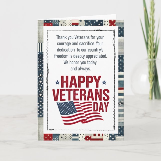Tarjeta Happy Veterans Day Patriotic (Anverso)
