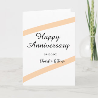 Tarjeta Happy wedding anniversary orange pastel lines name