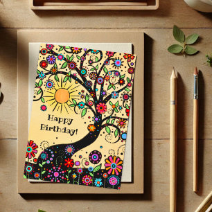 Tarjeta Happy Whimsical Colorful Fun Birday Card
