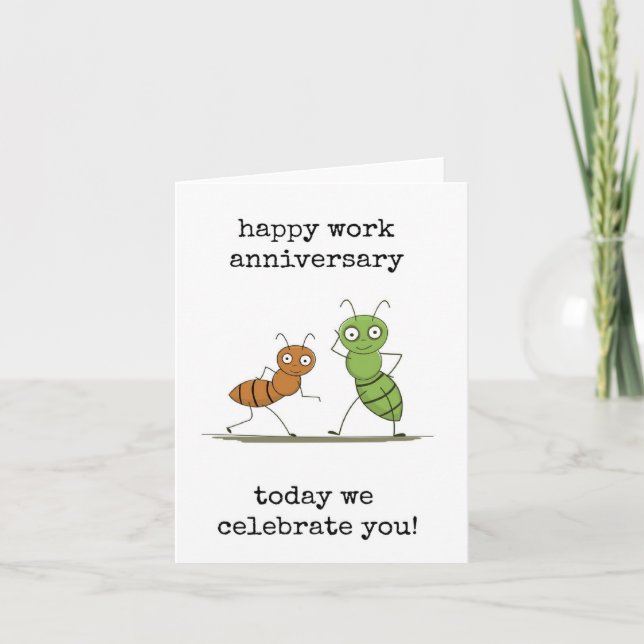 Tarjeta Happy Work Anniversary, Celebrate You, Funny, Cute (Anverso)