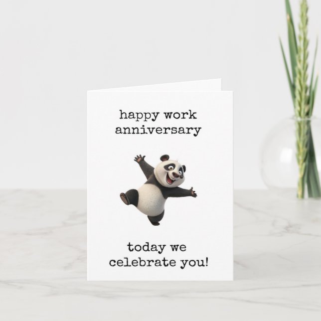 Tarjeta Happy Work Anniversary, Celebrate You, Panda Bear (Anverso)