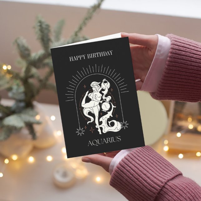Tarjeta HappyBirthday Mystic Aquarius Zodiac (HappyBirthday Mystic Aquarius Zodiac Card)