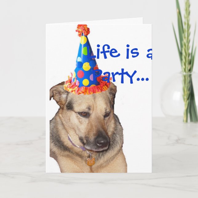 Tarjeta HappyBirthday, vida es un fiesta… (Anverso)