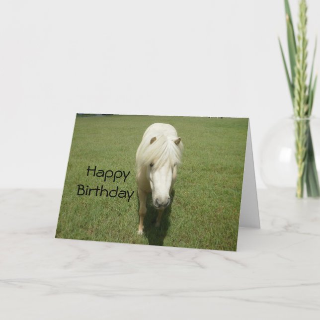 Tarjeta HappyBirthday White Pony (Anverso)