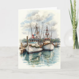 Tarjeta Harbour Lights Holiday - Coastal Boats Card