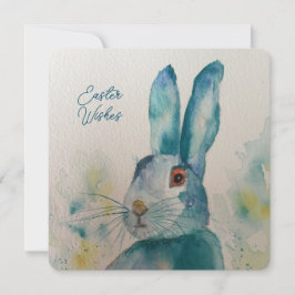 Tarjeta Hare Rabbit Watercolor Blue Easter
