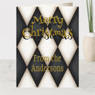 Tarjeta Harlequín Festivo Divertido Personalizado Navidad
