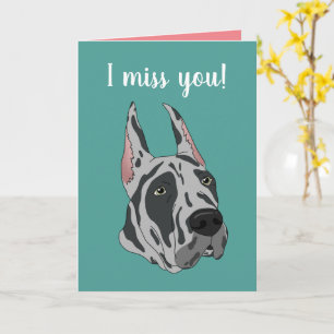 Tarjeta Harlequin Grey Gran Danés Te Extraño