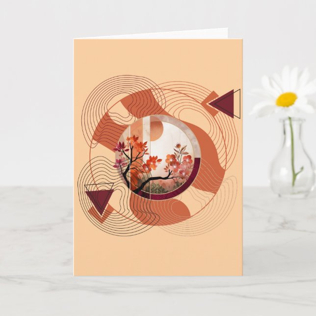 Tarjeta Harmonious Orange Blossom Circles (Planta pequeña)