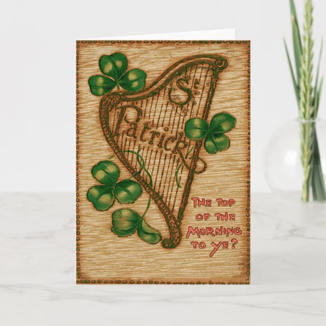 Tarjeta Harp de Erin Shamrock a la cabeza de la mañana (Anverso)