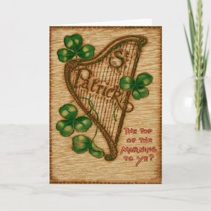Tarjeta Harp de Erin Shamrock a la cabeza de la mañana