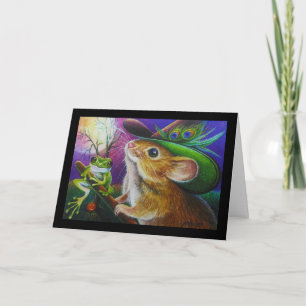 Tarjeta Harriet Halloween Bruja Ratón Rana Watercolor Art