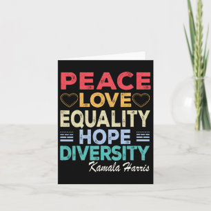 Tarjeta Harris Peace Love Equality Hope Diversity Retro