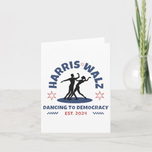 Tarjeta Harris Tim Walz Waltz 2024 Bailando hacia la democ