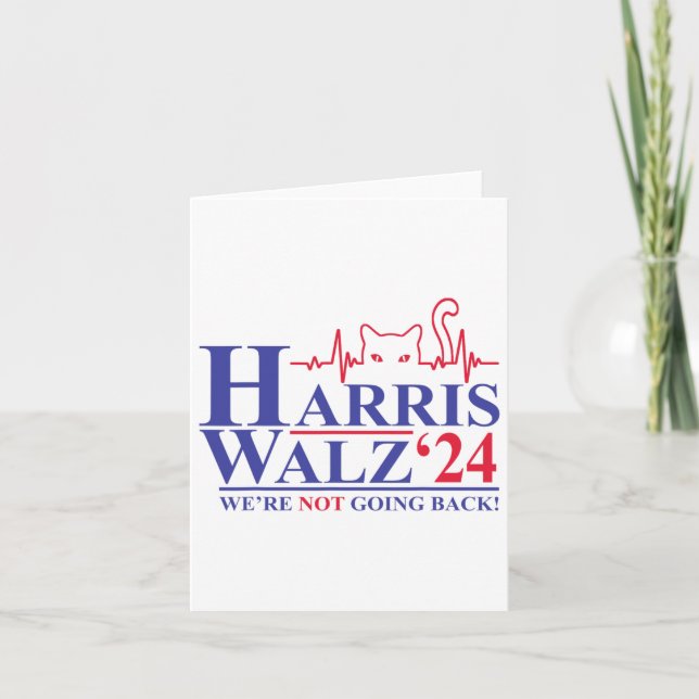 Tarjeta Harris Waltz 2024 No Volvemos Atrás Gato Divertido (Anverso)