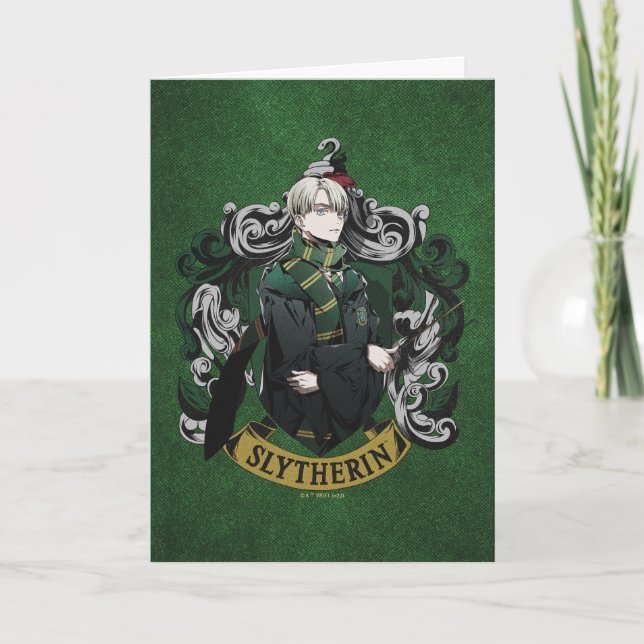 Tarjeta HARRY POTTER™ | Anime Draco Malfoy House Escudo (Anverso)