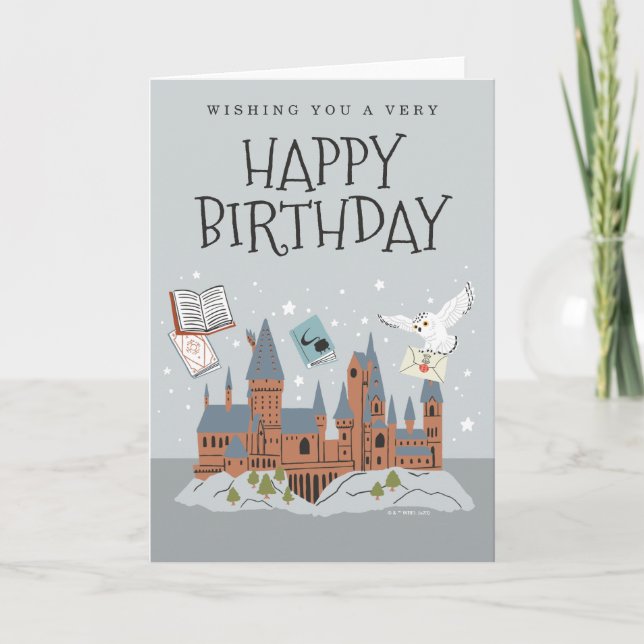 Tarjeta Harry Potter | Cumpleaños del castillo de Hogwarts (Anverso)