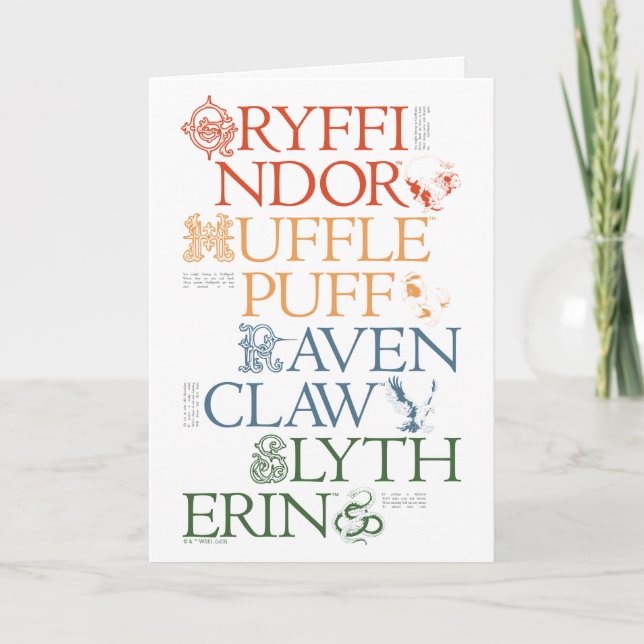 Tarjeta HARRY POTTER™ | Delicados esbozos HOGWARTS™ Houses (Anverso)