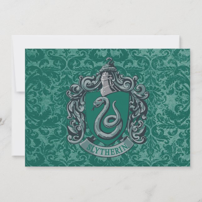 Tarjeta Harry Potter | Escudo de Slytherin Verde (Anverso)