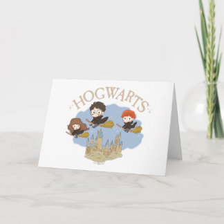 Tarjeta HARRY POTTER™, Hermione y Ron vuelan sobre HOGWART