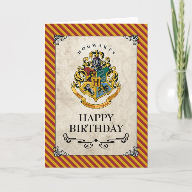 Tarjeta Harry Potter Hogwarts Crest Happy Birthday (Anverso)