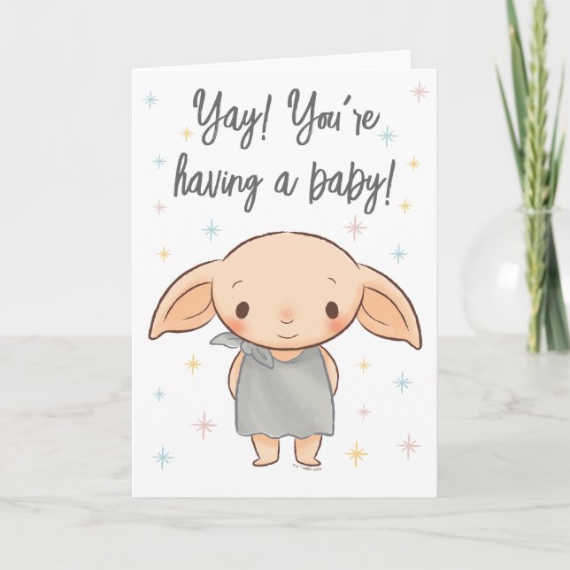 Tarjeta Harry Potter simple - Dobby Baby Shower (Anverso)