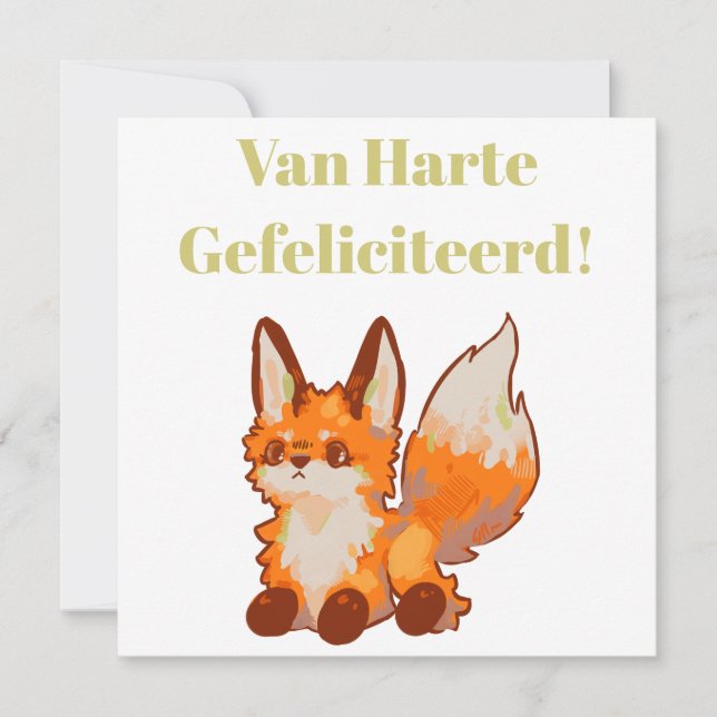 Tarjeta Hartelijk gefeliciteerd! Fox, vosje (Anverso)