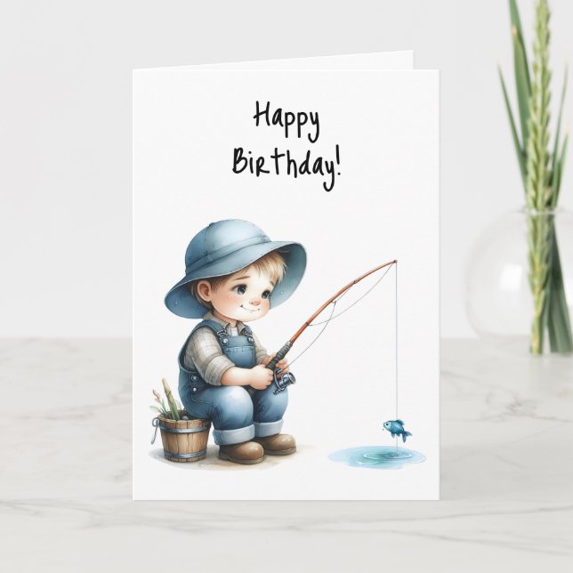 Tarjeta Harto de los deseos de cumpleaños, pequeño niño az (Anverso)
