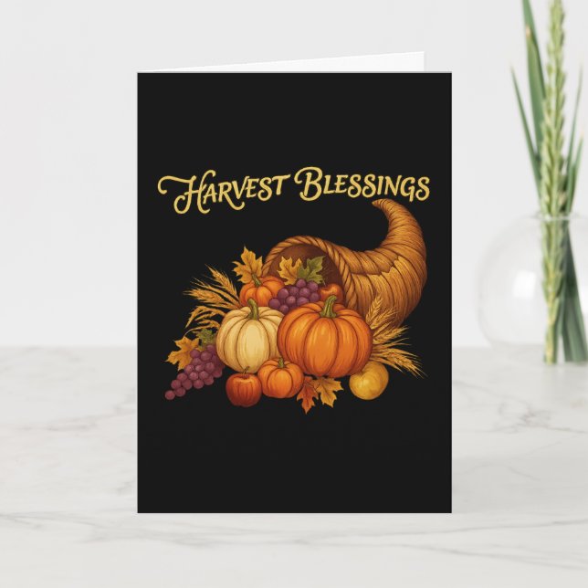 Tarjeta Harvest Blessings Thanksgiving Card (Anverso)