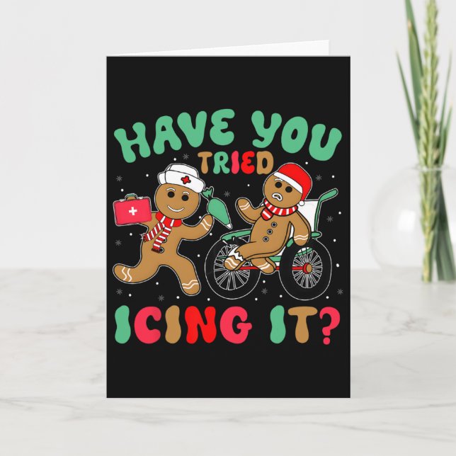 Tarjeta ¿Has probado a glasearlo Navidad Pan de Jengibre N (Anverso)